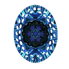 Background-blue-flower Ornament (oval Filigree) by Bedest