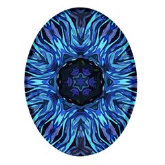 Background-blue-flower Oval Glass Fridge Magnet (4 Pack)