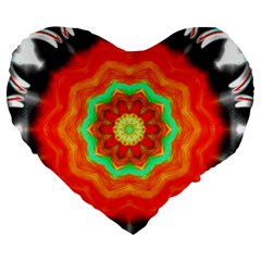 Abstract-kaleidoscope-colored Large 19  Premium Heart Shape Cushions by Bedest