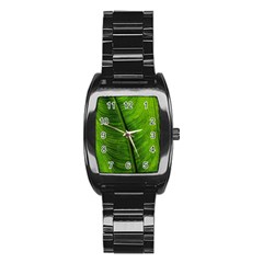 Green-leaf-plant-freshness-color Stainless Steel Barrel Watch by Bedest