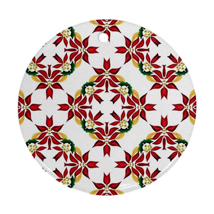 Christmas-wallpaper-background Round Ornament (Two Sides)