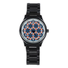 Pattern-tile-background-seamless Stainless Steel Round Watch