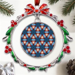 Pattern-tile-background-seamless Metal X mas Wreath Ribbon Ornament