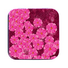 Cherry-blossoms-floral-design Square Metal Box (black)