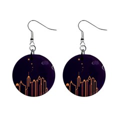 Skyscraper Town Urban Towers Mini Button Earrings by pakminggu