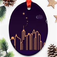 Skyscraper Town Urban Towers Oval Ornament (two Sides) by pakminggu