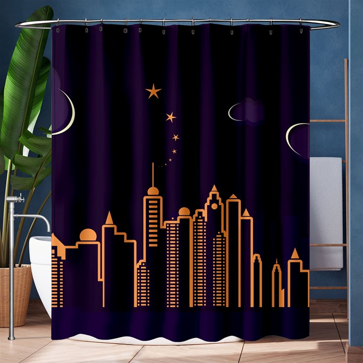 Skyscraper Town Urban Towers Shower Curtain 60  x 72  (Medium) 