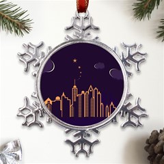 Skyscraper Town Urban Towers Metal Large Snowflake Ornament by pakminggu