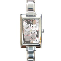 Cute Cats Seamless Pattern Rectangle Italian Charm Watch