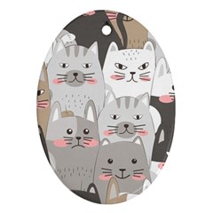 Cute Cats Seamless Pattern Ornament (Oval)