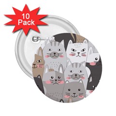 Cute Cats Seamless Pattern 2.25  Buttons (10 pack) 