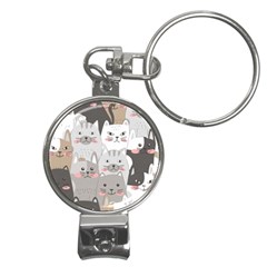 Cute Cats Seamless Pattern Nail Clippers Key Chain