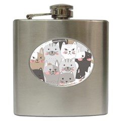 Cute Cats Seamless Pattern Hip Flask (6 oz)