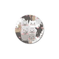 Cute Cats Seamless Pattern Golf Ball Marker