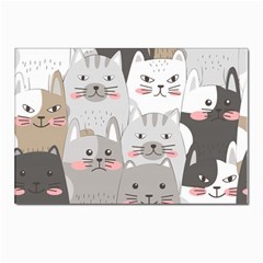 Cute Cats Seamless Pattern Postcard 4 x 6  (Pkg of 10)