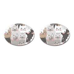 Cute Cats Seamless Pattern Cufflinks (Oval)