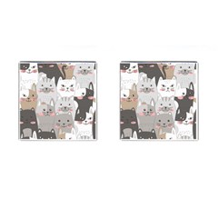 Cute Cats Seamless Pattern Cufflinks (Square)