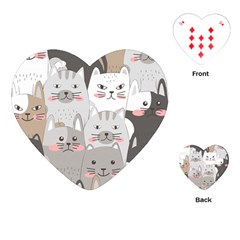 Cute Cats Seamless Pattern Playing Cards Single Design (Heart)