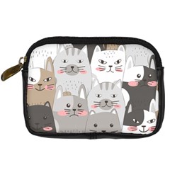 Cute Cats Seamless Pattern Digital Camera Leather Case