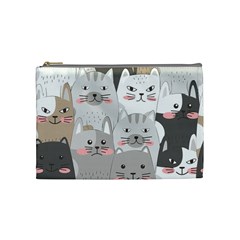 Cute Cats Seamless Pattern Cosmetic Bag (Medium)