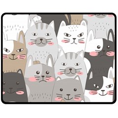 Cute Cats Seamless Pattern Fleece Blanket (Medium)