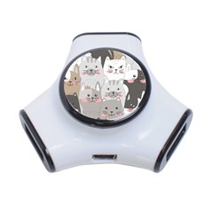 Cute Cats Seamless Pattern 3-Port USB Hub