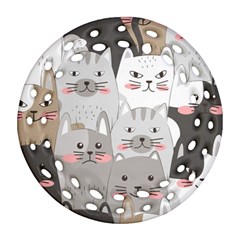 Cute Cats Seamless Pattern Ornament (Round Filigree)