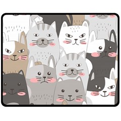 Cute Cats Seamless Pattern Two Sides Fleece Blanket (Medium)