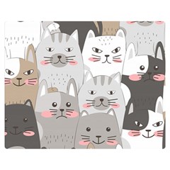 Cute Cats Seamless Pattern Two Sides Premium Plush Fleece Blanket (Medium)