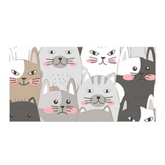 Cute Cats Seamless Pattern Satin Wrap 35  x 70 