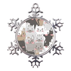 Cute Cats Seamless Pattern Metal Large Snowflake Ornament