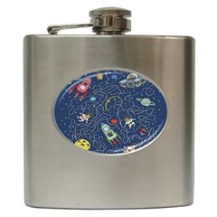 Cat-cosmos-cosmonaut-rocket Hip Flask (6 Oz) by pakminggu