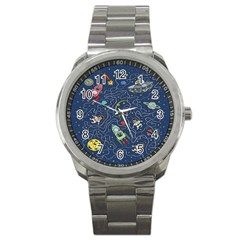 Cat-cosmos-cosmonaut-rocket Sport Metal Watch by pakminggu