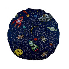 Cat-cosmos-cosmonaut-rocket Standard 15  Premium Round Cushions by pakminggu