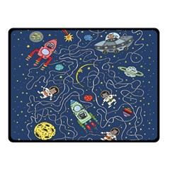 Cat-cosmos-cosmonaut-rocket Two Sides Fleece Blanket (small) by pakminggu