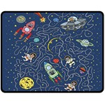 Cat-cosmos-cosmonaut-rocket Two Sides Fleece Blanket (Medium) 58.8 x47.4  Blanket Front