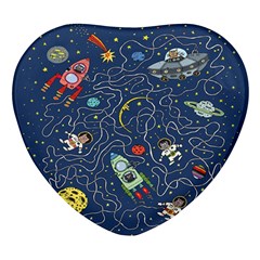 Cat-cosmos-cosmonaut-rocket Heart Glass Fridge Magnet (4 Pack) by pakminggu