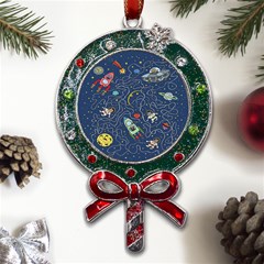 Cat-cosmos-cosmonaut-rocket Metal X mas Lollipop With Crystal Ornament by pakminggu