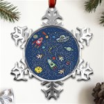 Cat-cosmos-cosmonaut-rocket Metal Small Snowflake Ornament Front