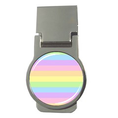 Cute Pastel Rainbow Striped Pattern Money Clips (Round) 