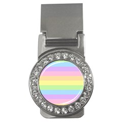 Cute Pastel Rainbow Striped Pattern Money Clips (CZ) 