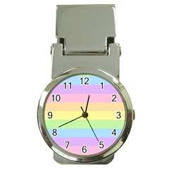 Cute Pastel Rainbow Striped Pattern Money Clip Watches