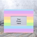 Cute Pastel Rainbow Striped Pattern White Tabletop Photo Frame 4 x6  Front