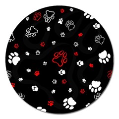 Art Pattern Traces Paw Magnet 5  (round)