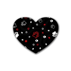 Art Pattern Traces Paw Rubber Heart Coaster (4 Pack) by pakminggu