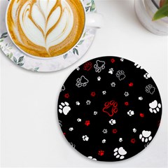 Art Pattern Traces Paw Uv Print Round Tile Coaster by pakminggu