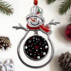 Art Pattern Traces Paw Metal Snowman Ornament