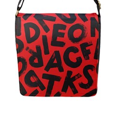 Letters Alphabet Typography Texture Flap Closure Messenger Bag (l) by pakminggu