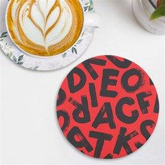 Letters Alphabet Typography Texture Uv Print Round Tile Coaster by pakminggu