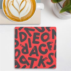 Letters Alphabet Typography Texture Uv Print Square Tile Coaster  by pakminggu